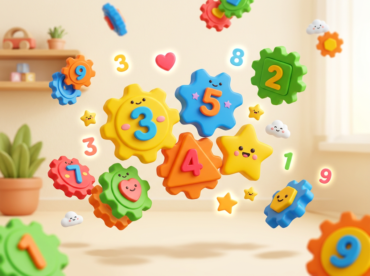 Colorful number and shape learning blocks floating playfully